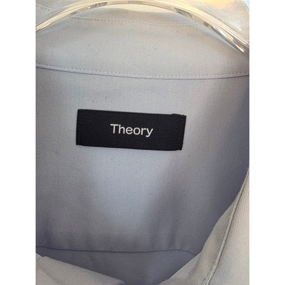 Theory Sylvain Structure Knit Long Sleeve Button Up Dress Shirt Light Blue Large - Picture 2 of 5